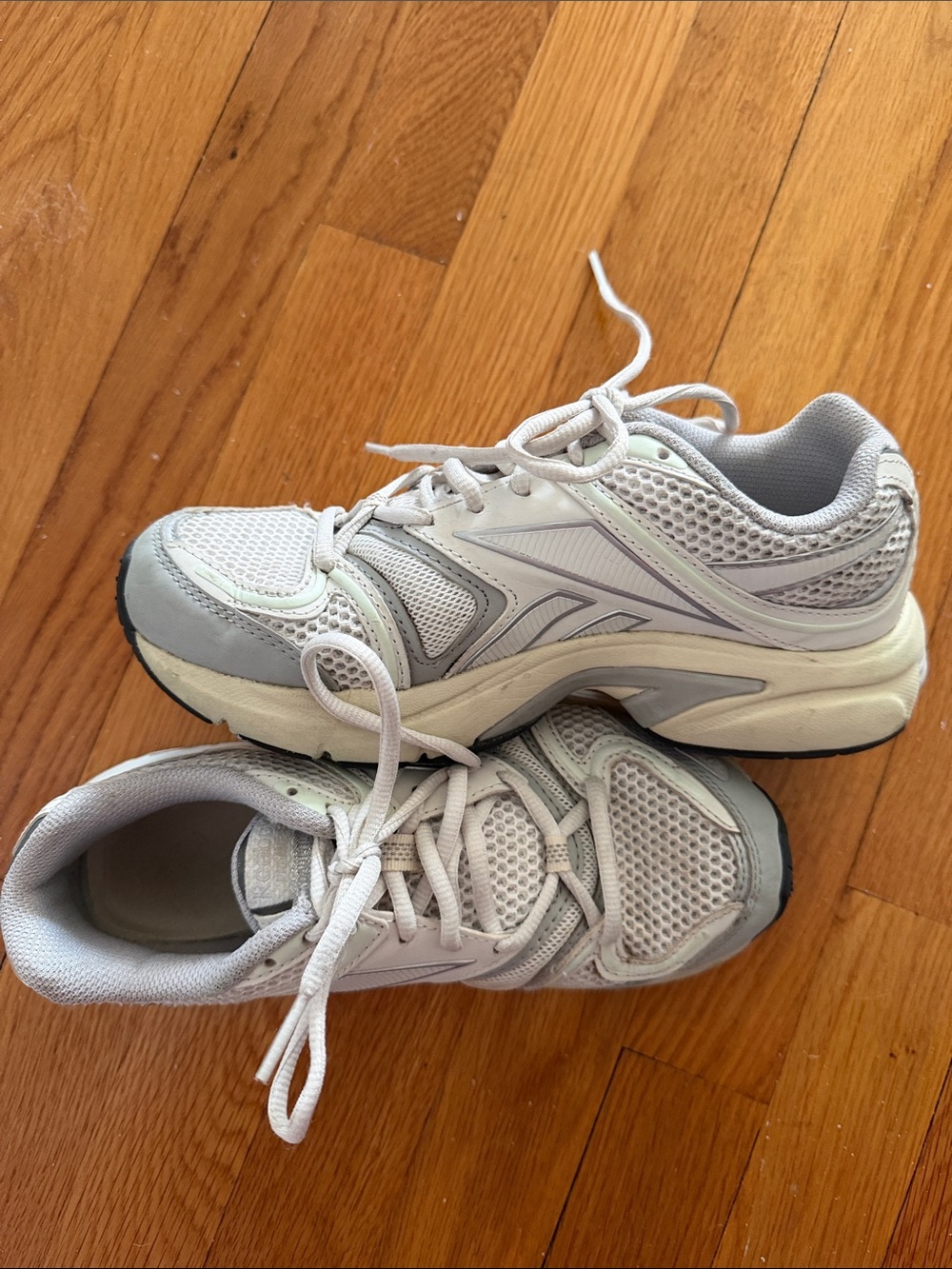 New Balance White and Light Gray Running Sneakers